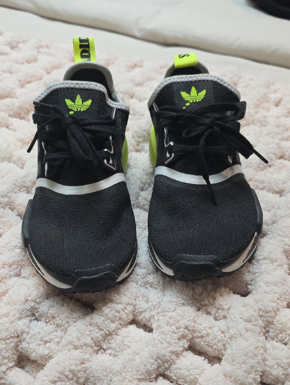 Kids Black and Neon Green Athletic Sneakers